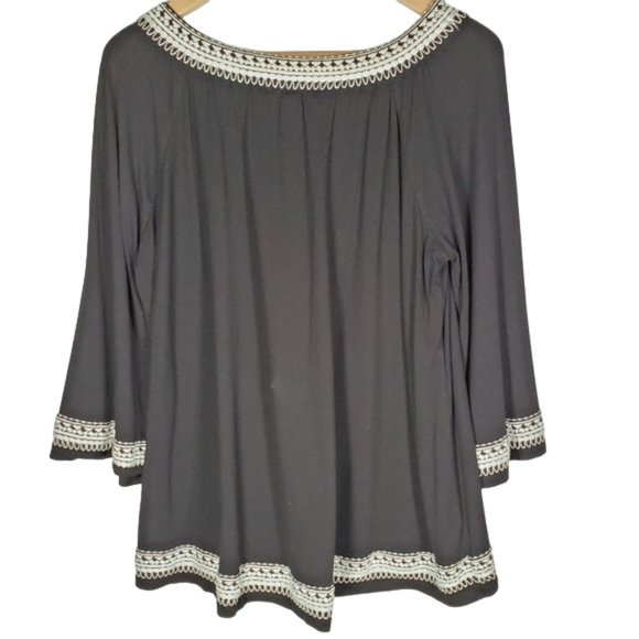 INC International Concepts Tunic Style top black Oversized Embroidery 0X - Picture 2 of 10